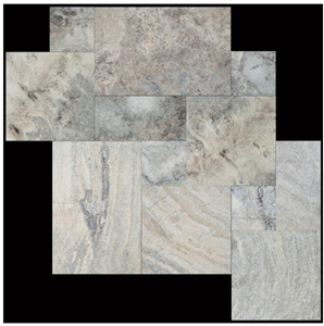 Unfilled Brushed Silver Travertine French Pattern