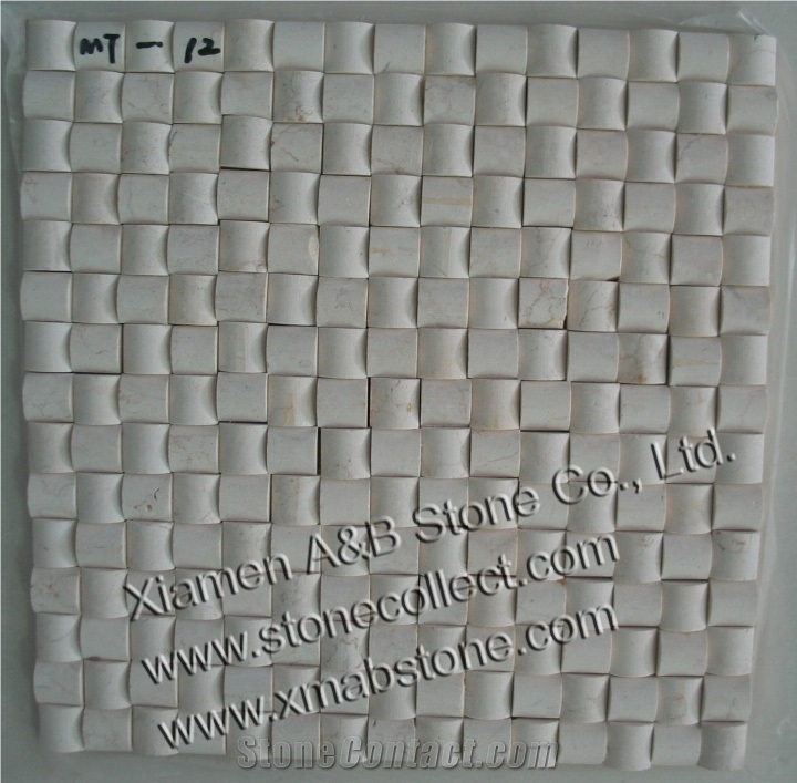 White Travertine Medium Mosaic MT-12