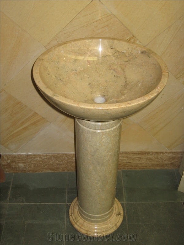 Champagne Marble Pedestal Sink