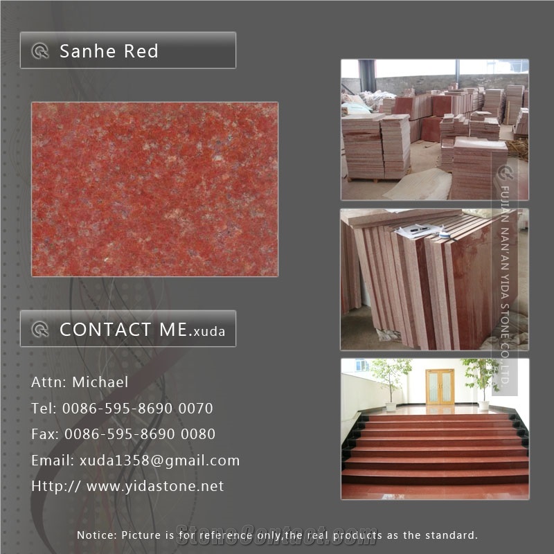 Sanhe Red Granite Tiles, China Red Granite