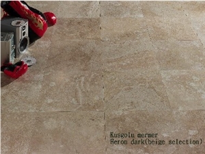 Medium Travertine Tiles & Slabs, Heron Dark Travertine (Dark Cream Travertine) Flooring Tiles, Wall Covering Tiles
