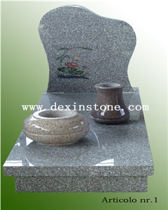 European Style Tombstone,Grey Granite Monument