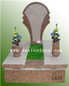 European Style Tombstone,Red Granite Monument