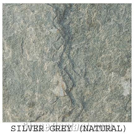 Silver Grey Slate Slabs & Tiles, India Grey Slate