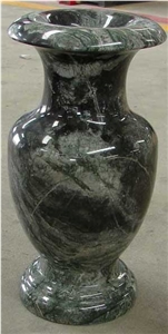 Green Jade Marble Vase, China Green Marble Artifacts, Handcrafts