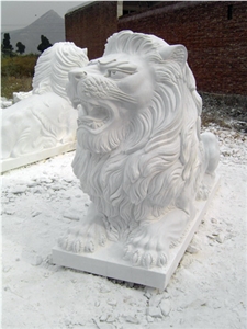 White Marble Lion Sculpture