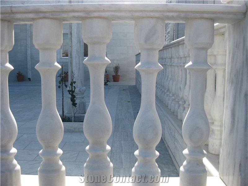 Kavala White Marble Columns/Balustrade