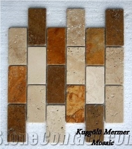 Mosaic K24 Mix,Travertine, Tumbled, Polished
