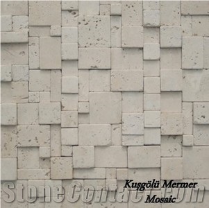White Light Travertine Tumbled Mosaic K1