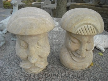 Beige Sandstone Head Statue