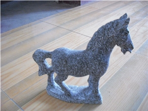 Blue Limestone Horse Sculptures