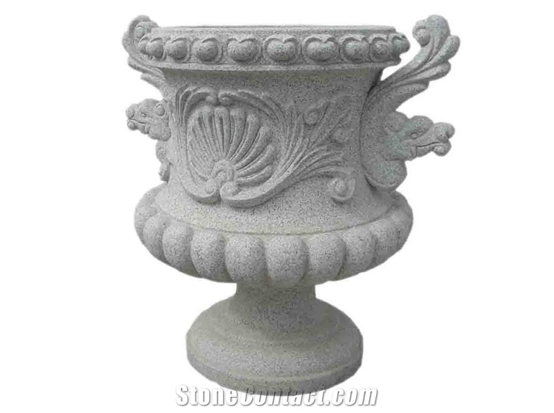 Grey Granite Sculpture Flower Pots