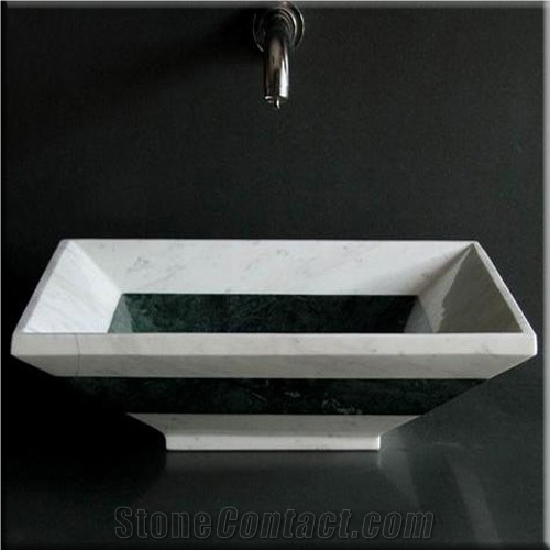 White and Green Marble Sink