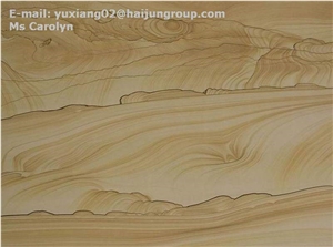Yellow Wooden Sandstone Slabs & Tiles, China Yellow Sandstone