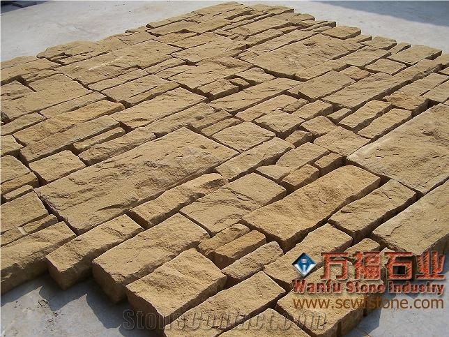 China Yellow Sandstone Wall Stone