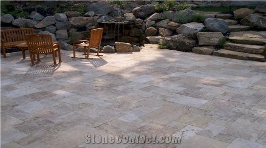 Silver Travertine Tumbled Unfilled French Pattern
