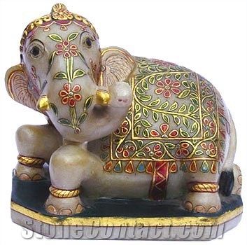 White Marble Handicrafts- Elephants