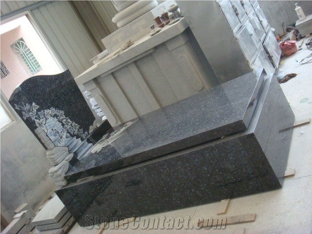 Butterfly Blue Granite Tombstone
