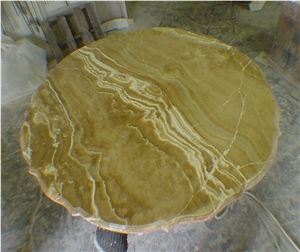 Gold Onyx Entry Table