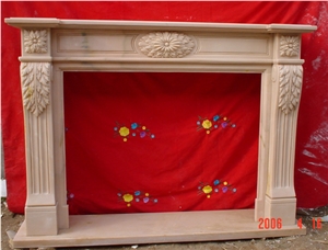 Guizhou Golden Beige Marble Fireplace Mantel