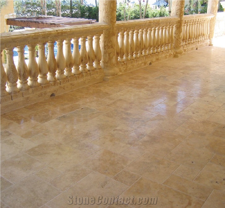 Gold Travertine Flooring, Balustrade