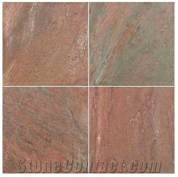 Copper Red Slate Slabs & Tiles, India Brown Slate