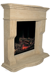 Classic Beige Travertine Mediterranean Fireplace