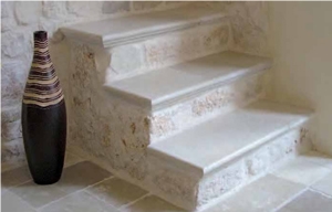 Stairs with Tumbled Antique Finish Limestone