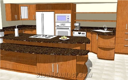 Brown Granite Island Top, Brown Granite Kitchen Countertops