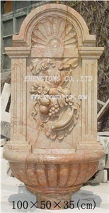 Beige Marble Carved Wall Fountain