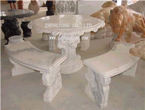 Guangxi White Marble Table&Bench