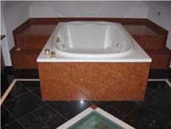 Bathtub Surround in Rosso Verona, Red Marble
