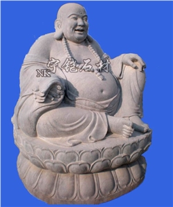 Grey Blue Stone Buddha Sculpture