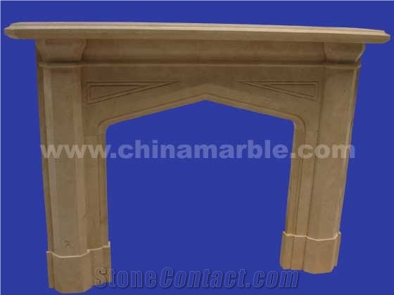 Beige Marble Fireplace Mantel Uk Style Simple Design Surround Mantel