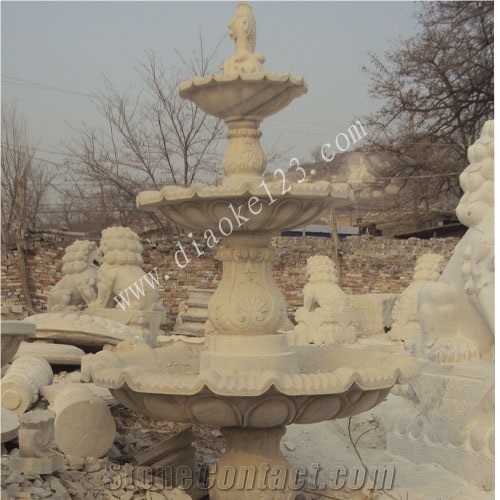 White Marble Carved Fountain