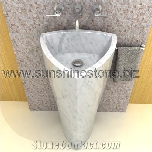Bianco Carrara Marble Pedestal Sink