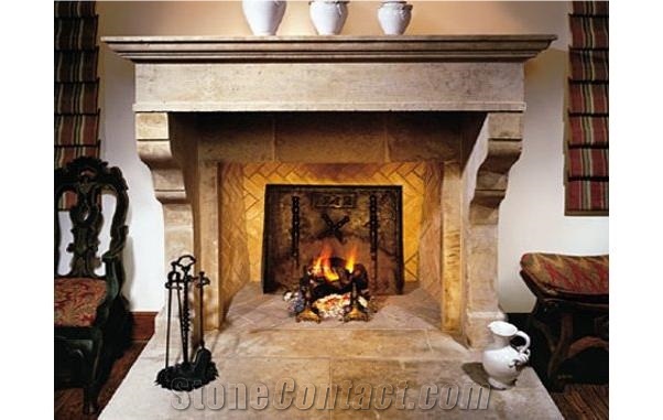 Fireplace in Limestone, Travertine