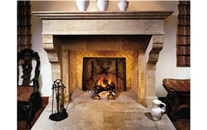 Fireplace in Limestone, Travertine