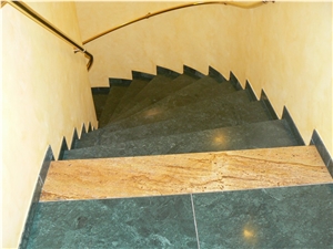 Green Marble and Gold Granite Stairs