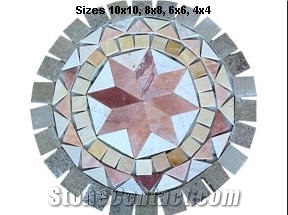 Colorful Circle Quartzite Mosaic Medallion