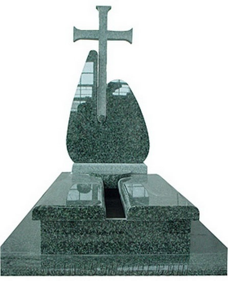 Green Granite Carving Monument,Cross Tombstone 009
