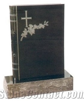 Shanxi Black Granite Headstone,Book Shape Slant Monument 005