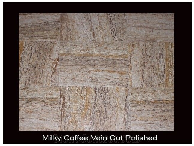 Milky Coffee Vein Cut Polished Travertine