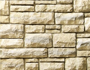 Beige Limestone Mushroomed Wall