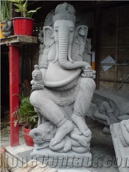Grey Basalt Ganesh Statue