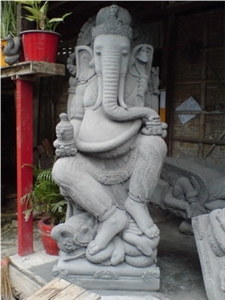 Grey Basalt Ganesh Statue