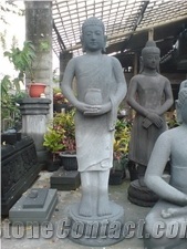 Grey Basalt Standing Buddha Statue
