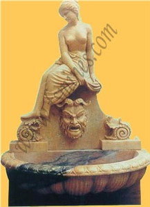Beige Sandstone Sculptured Fountain