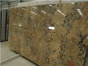 Giallo Crystal Granite Slab, Brazil Yellow Granite