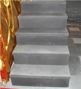 Hainan Black Basalt Steps,Grey Granite Stone Stairs,Granite Stairs & Steps,Beveled Long Edge, Treads and Risers, Natural Building Stone Interior